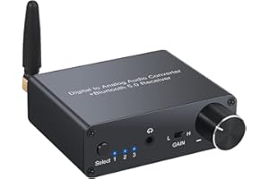 LiNKFOR 192kHz Convertidor Digital Óptico a Analógico Bluetooth V5.0 Amplificador de Auriculares DAC Convertidor de Audio Digital a Analógico Fuente de Alimentación para PS3/4 TV Reproductor Blu-ray