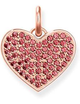 THOMAS SABO Damen Anhänger Herz Rotes Pavé 925er Sterlingsilber; 750er Roségold Vergoldung Synthetischer Korund...