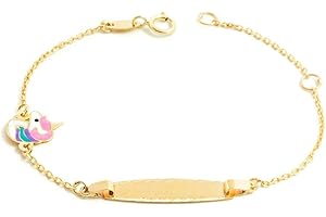 MONDE PETIT DCB Bracciale bambina unicorni smaltato - oro giallo 9k (375) - Scatola Regalo - Certificato di garanzia