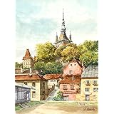 Kunstdruck nach Aquarell: „Schässburg, Kleiner Markt (3)“