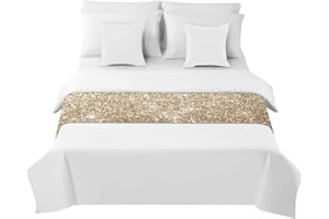 Morbuy Bed Runners, 3d Printed Bed Runners Scarves Home Decoration Hotel Bedding Bed Towel Bedroom Bedspread Protection (Sparkling gold,50x210cm)