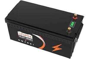 HXRFOAK 24V 100Ah LiFePO4 Battery with 100A BMS - 15000 Deep Cycle Battery Rechargeable Lithium Batteries for Home Energy Storage RV/Solar/Boat/Marine/Trolling motor/Replace Most of Backup Power, 2560Wh(UK)