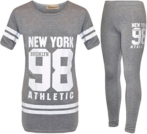CYF Girls Kids Adios Camouflage Print Army Crop Top &amp; Bottoms Leggings Tracksuit Suit Age 2-13 Years (11-12 Years, Plain Grey)