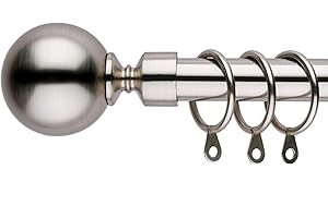 BOOM JOG Curtain Poles Metal Plain ball finials Extendable Curtain Pole Set 70 cm to 120 cm Satin Nickel Curtain Rods 19 mm Diameter Adjustable Curtain tracks