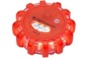 NightSearcher 3AAA Single LED Hazard Warning Light in Red, 25 Hrs Runtime, Magnetic Back, Crush and Waterproof