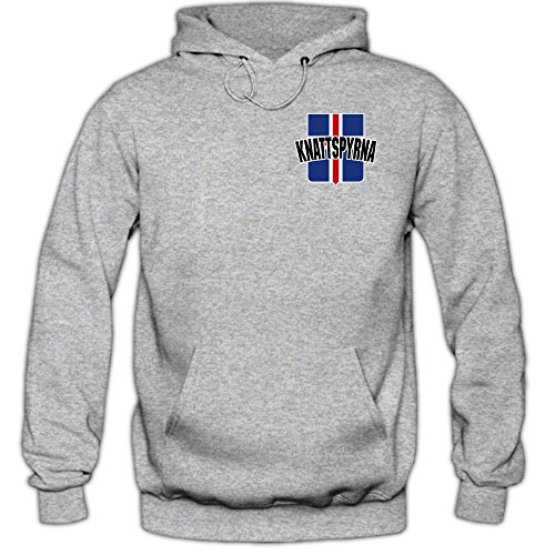 Island EM 2016 #9 Kapuzenpullover | Fußball | Herren | Knattspyrna | Wikinger | Trikot | Nationalmannschaft © Shirt Happenz, Farbe:Graumeliert (Greymelange F421);Größe:XL