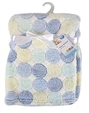"First Steps" Luxury Soft Fleece Baby Blanket in Blue Spots Design 75 x 100cm for Babies from Newborn