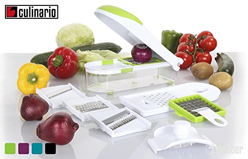 culinario Universalschneider mit 6 Einsätzen farblich sortiert