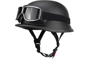 DIRERTYS Deutsch Helm Halboffenen Vintage Öffnen Motorradhelm Halb-Helm ECE-Zertifizierung Chopper Helm mit Sonnenbrille für Mopeds Cruiser Vintage Jet Helm Schnellverschlussschnallen M-XXL