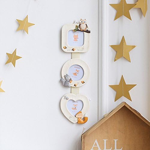 XULI Creative Resin Photo Frames Cute Children Animals Two Photo Frames Desktop Decorations And Three Photo Frame Wall (White),Three-piece