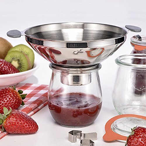 COM-FOUR® Trichter aus Edelstahl mit extra breiter Öffnung, ideal zum Befüllen von Marmeladengläsern - 2