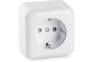 HEITECH PROMOTION GMBH HEITECH Aufputz Schutzkontakt Steckdose weiß - Neues Modell - Wandsteckdose für Innenbereich 250 VAC 16A IP20 - Schuko Steckdose innen - Aufputzsteckdose Schutzkontaktsteckdose