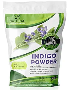 Natural Health Products Indigo Powder (Indigofera Tinctoria) Organic For Hair Pure Neel Powder For Natural Hair Colorant Black/Brown Hair & Beard Dye/Color - Black (200 Gm)