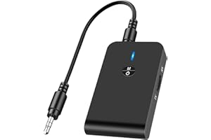 AIGITAL Transmisor Receptor Bluetooth 5.0 Adaptador 2 en 1 con Jack 3.5mm Cable Audio Emisor para Televisión PC, Llamadas Manos Libres para Amplificador Coche Móvil Altavoces Auriculares