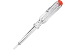TOOLSTEK 140mm 3mm Mains Tester Plain Slot Blade Neon 100-500Volts Circuit electricians Electrical Voltage Pen Flat Screwdriver Transparent Safety Insulated Handle Pocket Clip