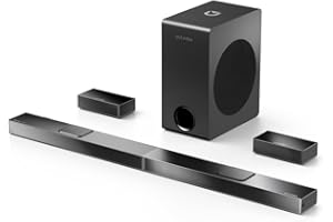 ULTIMEA 5.1.2 Soundbar compatibile con Dolby Atmos, sistema audio surround home theater, subwoofer wireless da 8", soundbar per TV, 2 driver rivolti verso l'alto, 4K HDR, Nova S80