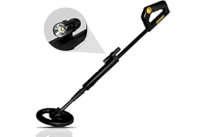 allsun Junior Détecteur de métaux léger avec Bobine de Recherche étanche de 6 Pouces Lampe de Poche à Tige réglable en Hauteur de 29,5 à 40 Pouces Facile à Utiliser Noir