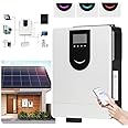 MPPT All-in-On Hybrid Solar Inverter (On/Off Grid) + Smart App Control, 3 Indicator Lights (Battery/Utility/PV), 40-160A Controller, 12-48V DC to 220V AC,DC24V-1.5KW