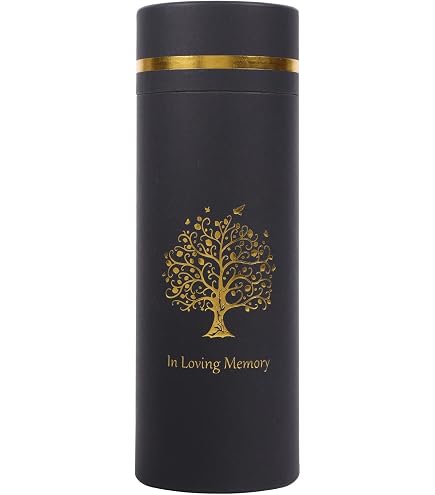 Farfume - Piccola urna per ceneri umane con albero della vita, personalizzabile con testo/messaggio/data commemorativa cremazione, funerale decorativo per mini ceneri (7,1 cm, oro rosa