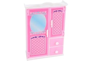 BICAQUU Armadietto per bambola rosa Armadio per guardaroba Armadio per giochi per ragazza Giocattoli accessori