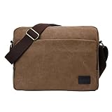 Eshow Bolso Bandolera de Tela de Lona para Hombre, Color Marr¨®n