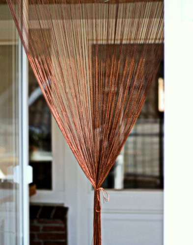 1001 Wohntraum F02 Fadenstore, 100 x 200 cm, Fadengardine, Fadenvorhang, Raumteiler, Gardinen, braun - 2