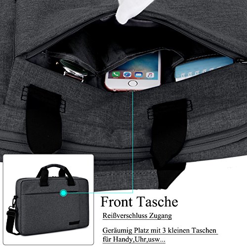 Laptop Tasche 17,3 Zoll, BRINCH stilvoll Nylon Laptop Messenger Bag Umhängetasche Schultertasche Aktentasche für 17 – 17,3 Zoll Laptop / Notebook / MacBook / Ultrabook / Chromebook Computers, Grau - 2
