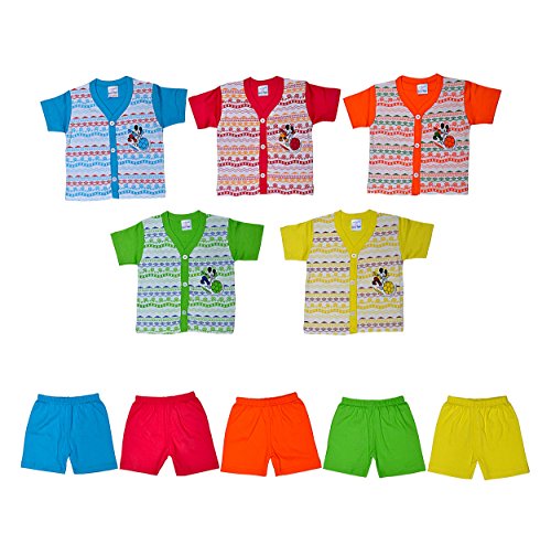 Sathiyas Born baby unisex Top & Bottom sets - Set of 5 RS.499 (50.00% Off) - Amazon