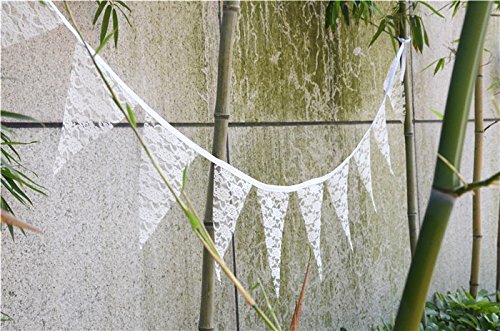 Musuntas 2.3m Lace Leinen Vintage Bunting Gewebe-Fahne Shabby Chic Dreieck Wimpel Girlanden Hochzeits Geburtstags Party Dekoration - 4