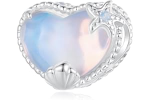SHIYU Colgante de Sueño Océano para Pulseras Pandora para Mujeres y Adolescentes, Plata de Ley 925 Estrella Corazón Charm, Joyas Regalos de Cumpleaños, Piedra lunar, Piedra lunar