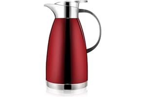 Haosens 1,8 litre thermos à café, Pichet isotherme Acier inoxydable 304 - Chaud et froid à double usage (Rouge)