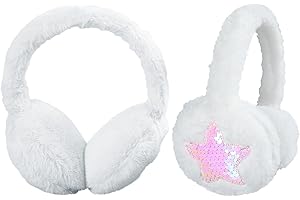 IHCEMIH Paraorecchie per ragazze e donne, in morbido peluche, regolabile, con paillettes, accessori invernali, morbidi paraorecchie per corsa, sci, protezione dal vento e dal freddo, regalo per