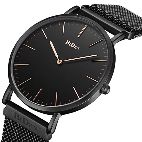 Analoge Quarz-Armbanduhr für Herren und Damen, schwarz, wasserdicht, Edelstahl, Magnetverschluss, Luxus-Mode, Milan-Netz-Armband