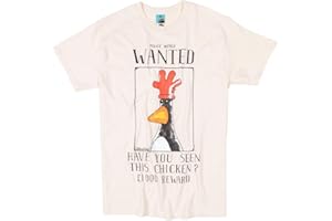 TruffleShuffle Men's Wallace & Gromit Feathers McGraw Wanted T-Shirt, Ecru, Medium