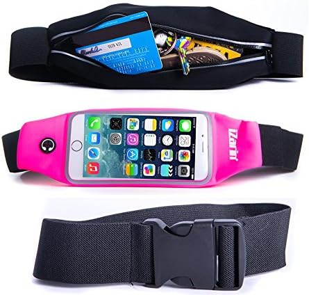 Running Belt for iPhone 7 / 7s / PLUS / 6 / 6S / iZarin® Fitness Waist Pack for Men and Women / Includes Headphone Cable Slot, Keys, Cards &amp; Accessories Holder
