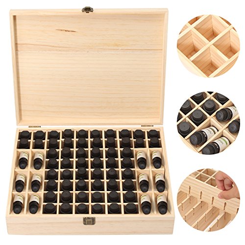 Ätherische Öl Box Essential Oil Organizer aus Holz 68 Fächer für Ätherische Öle Flaschen Schachtel 35×28×8 cm - 2