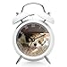Produktbild Nachttisch-Wecker mit Hintergrundbeleuchtung, batteriebetriebene Reise-Uhr, runde Twin Bell-Laut-Wecker (individuelles Muster) 030.Bella, unser 12 Wochen alter Shih Tzu Welpe, spielt Verstecken