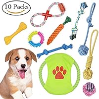 Hundespielzeug Seil Hundetraining Spielzeug , Ball, Baumwollknoten, Frisbee, Kauspielzeug Spielzeug Set für kleine Hunde und Welpen(10 Pcs)