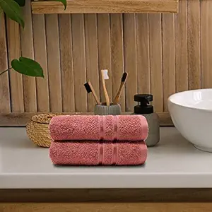 Trident Comfort Living Pack of 2 Hand Towels, Cotton Rich, Sanitized Finish, Quick Dry, Travel Friendly, 40 Cms x 60 Cms - Apple Red