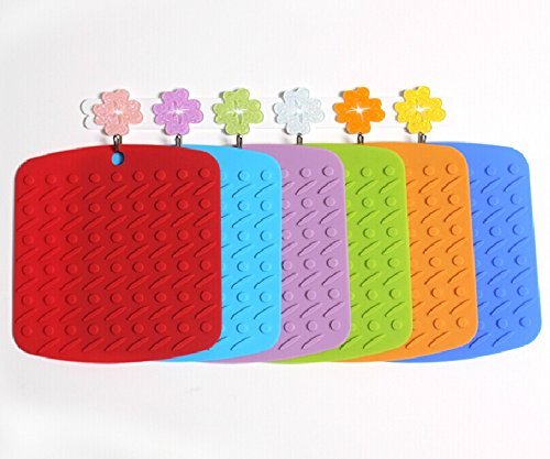 Leisial 4er Pack Mehrzweck Silikon Heat Resistant Untersetzer Topfuntersetzer Silikon Topflappen Wärmedämmung Untersetzer Hitzebeständig bis zu 230°C,17.8×17.2xo.4cm,4 Farbe,Mehrfarbig - 4