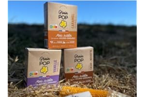 2 Box sucrée Grain Pop [Vanille, Caramel, Cacao et Nature] - Popcorn micro-ondables - grains de maïs à éclater