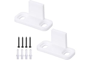 QUARKZMAN 2pcs Grange Porte Sol Guide, POM Universel Coulissant Grange Porte Quincaillerie, Plat Bas Piste Guide Balançoire Butée pour Contourne Placard Poche Portes Non-Fendu, Blanc