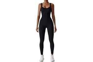 BFACCIA Femme Sans Manches Combinaison Moulante Sexy Extensible Combishorts Couleur Unie Onesie Entraînement Vêtements de Sport Yoga Fitness Course à Pied
