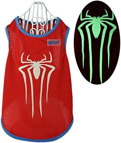 Pawow Dogs Puppies Cotton Luminous T-shirt Spider-Man Clothes for Halloween Christmas Parties (X-small)