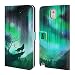 Produktbild Head Case Designs Heulender Wolf Grün Nordlichter Brieftasche Handyhülle aus Leder für Samsung Galaxy Note 3