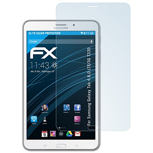 Samsung Galaxy Tab 4 8.0 (LTE/3G T335) Schutzfolie - 2 x atFoliX FX-Clear kristallklare Displayschutzfolie