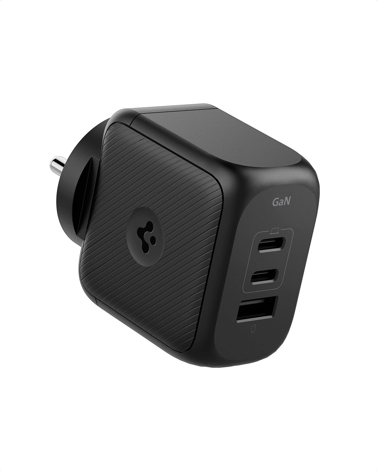 Spigen Fast Charging Adapter Total 65w, GaN, PD/PPS Support, BIS Certified, for iPhone 16/15/14(Pro,Pro Max,Plus), Galaxy S25/S24, Vivo, Oppo, iPad, MacBook and More (PE2302IN) - Black