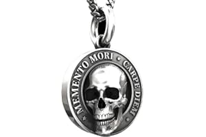GOOHOPSUN Memento Mori Necklace Carpe Diem Pendant 3D Skull Necklace for Men, Mori 400th Birthday Special Commemorative Necklace