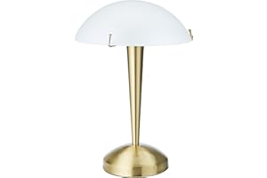 RL LIVE YOUR LIGHT Reality Leuchten Lampa stołowa Pilz II R59261008, metal mosiądz matowy, szkło białe, bez 1 x E14, On/Off Touch