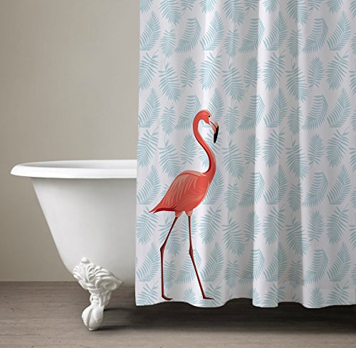 FuXing PEVA Duschvorhang Wasserdicht und Mildewproof Flamingo Digital Gedruckt Badvorhang Badezimmer Duschvorhang 180 x 200 cm - 8
